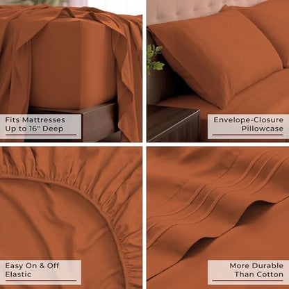Mellanni Iconic 4-Piece, Ultra Soft Sheet Set (King, Terracotta)