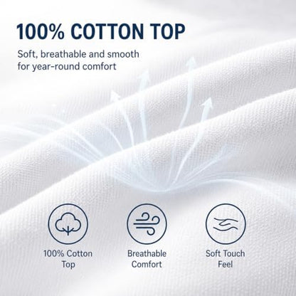 CozyLux Full Mattress Pad, Cotton Top, 450 GSM Down Alternative Fill