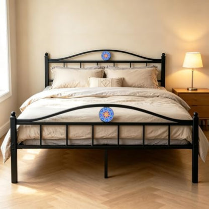 Queen Bed Frame with Headboard Footboard, Victorian Metal Platform Beds