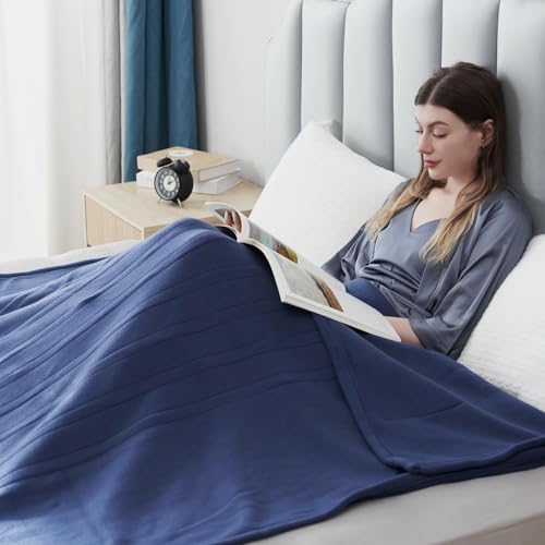 Eydna Electric Heated Blanket Full Size 72"x84",Fast Heating Throw, Soft Fleece for Bed & Sofa, 10 Hours Auto Off & 4 Heating Levels, Machine Washable, Gifts for Womens & Family-Dark Blue