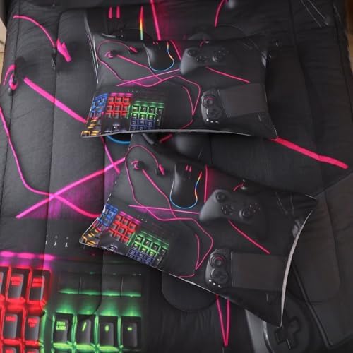 Gaming Comforter for Boys Teens,Game Bedding Sets Queen,Kids Gamer Comforter Set,Video Game Bedroom Bed Set Controller Duvet All Season 3 Piece