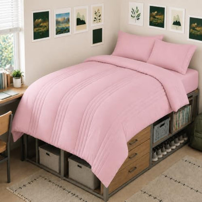 CozyLux Twin XL Comforter Set Pink - 5 Pieces Complete Bedding Set