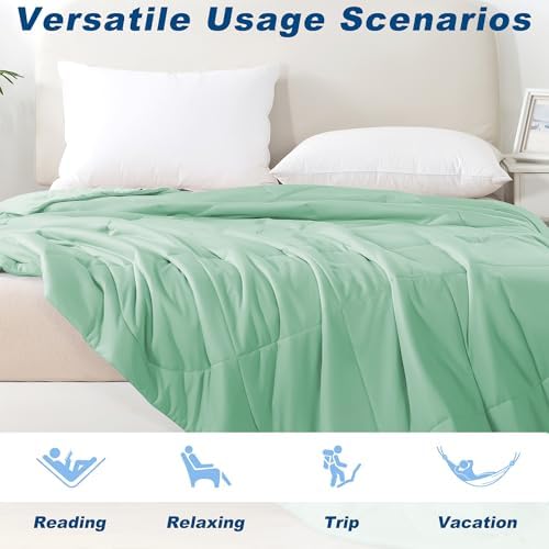 Cooling Comforter King Size, Double-Sided Cold Tech Fabric Quilted Bed Comforters Cooling Blanket for Hot Sleepers, Breathable Lightweight Summer Bedding, All-Season Ice Blanket, Sage Green