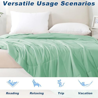 Cooling Comforter King Size, Double-Sided Cold Tech Fabric Quilted Bed Comforters Cooling Blanket for Hot Sleepers, Breathable Lightweight Summer Bedding, All-Season Ice Blanket, Sage Green