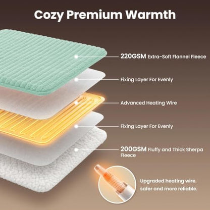 Homemate Heated Blanket Electric Heating Throw 50"x60" Soft Flannel Sherpa