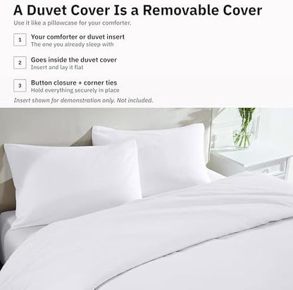 California Design Den 100% Cotton Sateen Full/Queen Duvet Cover Set, White