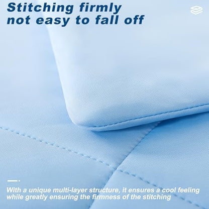 Cooling Comforter King Size, Double-Sided Cold Tech Fabric Quilted Bed Comforters Cooling Blanket for Hot Sleepers, Breathable Lightweight Summer Bedding, All-Season Ice Blanket, Blue