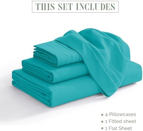 Elegant Comfort Luxury 4-Piece Bed Sheet Set - Luxury Bedding 1500 Premium Hotel Quality Microfiber, Wrinkle Resistant Cool & Breathable, Easy Elastic Fitted, King, Teal