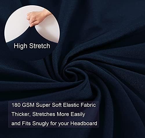 WOMACO Stretch Bed Headboard Slipcover 180 GSM Thick Fabric Solid Color Dustproof Bed Head Protector Cover for Bedroom Decor (Dark Blue, Queen)