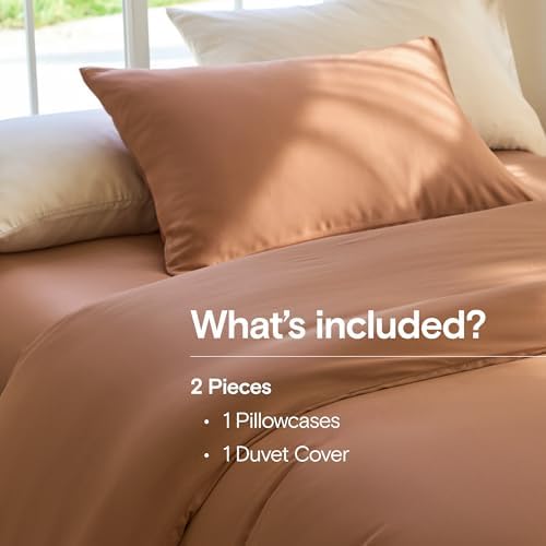 DOZ Duvet Cover Set, 100% Viscose derived from Bamboo, Organically Grown, Buttery Soft, Cooling Duvet Covers, High GSM, 1 Duvet Cover and 1 Pillowcase, 70"x90" (Clay, Twin/Twin XL)