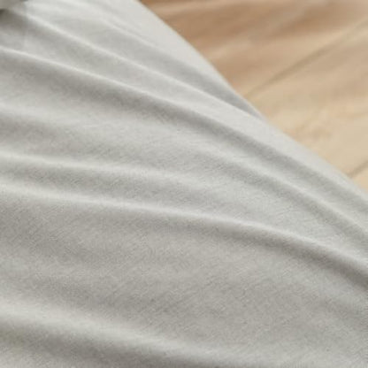 BESTOUCH Cotton Solid Duvet Cover Set Linen Feel Light Grey Alaska King