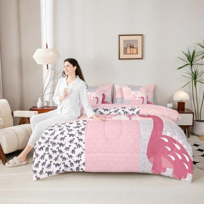 Feelyou Cute Dinosaur 7 Piece Bedding Set Queen Size for Kids