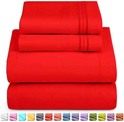 Nestl King Sheet Set - Bed Sheets - Red - 4-Piece Deep Pocket