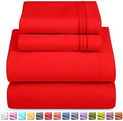 Nestl King Sheet Set - Bed Sheets - Red - 4-Piece Deep Pocket