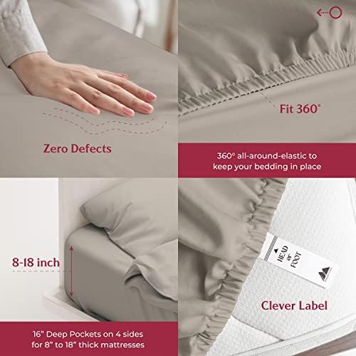 Mayfair Linen 100% Egyptian Cotton Twin XL Size Sheet Set - Luxury 800 Series Tranquil Collection Egyptian Cotton Twin XL Sheets (3 PC, Taupe), Silky Soft 16" Deep Pocket College Dorm Room Sheets