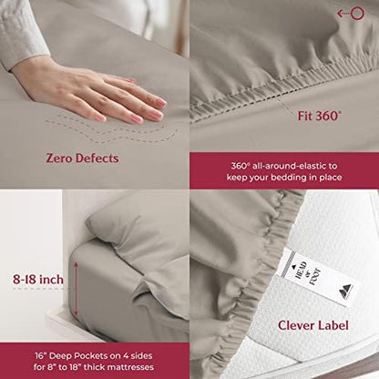 Mayfair Linen 100% Egyptian Cotton Sheets Full Size - Luxury 800 Series Tranquil Colllection Egyptian Cotton Bed Sheets Full Size (4 PC, Taupe), Soft Cooling 16" Deep Pocket Hotel Bed Sheet Set