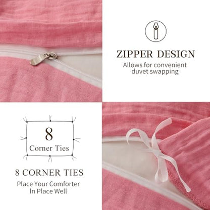 MEISHANG Muslin Duvet Cover King Size - 100% Organic Cotton