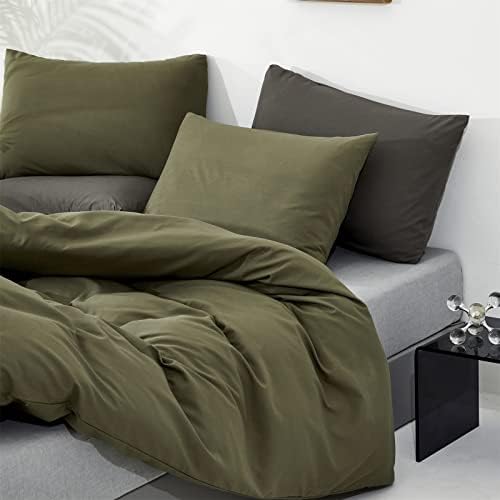 Wellboo Olive Green Comforter Sets California King Solid Dark Green Bedding Comforters Cotton Plain Army Green Soft Cozy Quilts Cal King Women Men Dark Grass Green Blankets Modern Hunter Green Bed