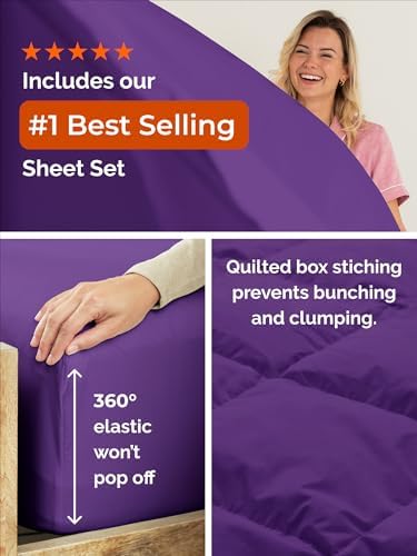 King Comforter Set - Purple Bedding for All Seasons - Soft 3 Piece Bed Set