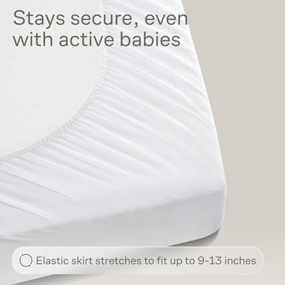 100% Waterproof Crib Mattress Protector - 360 Pad Protection Against Spills, Stains & Accidents for Parents & Pet Owners - Noiseless & Cooling Viscose Made from Bamboo (52x28, White)