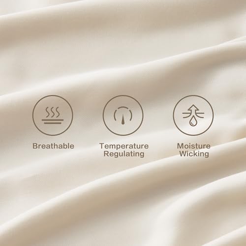Andency Beige King Sheets Set 100% Viscose Derived from Bamboo