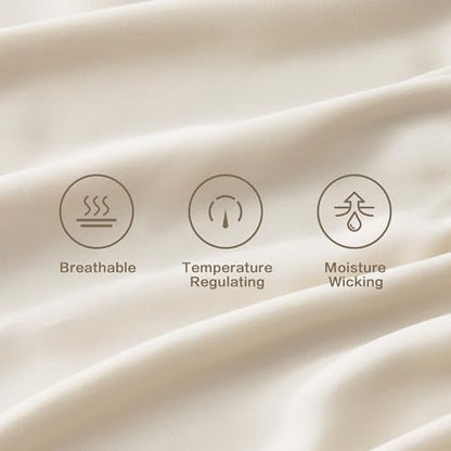 Andency Beige Queen Sheets Set 100% Viscose Derived from Bamboo