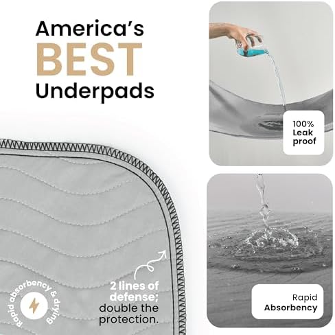 IMPROVIA® Washable Underpads, Heavy Absorbency Reusable Incontinence Pads