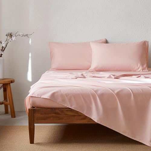 Wake In Cloud - Floral Comforter Set with Sheets, Coquette Cottagecore Aesthetic Flower Shabby Chic Pattern for Women Teen Girls, 7 Pieces Bed in a Bag, Pink, Queen Size