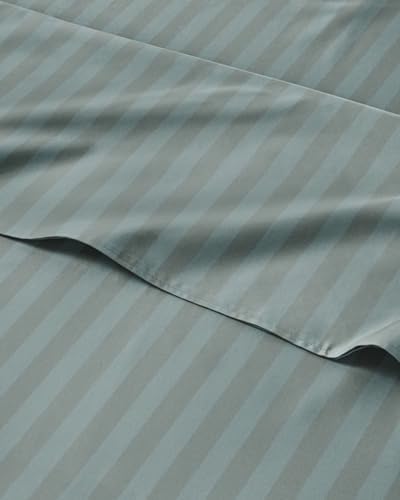 King 4 Piece Striped Sheet Set - Breathable & Cooling - Greeny Stripes