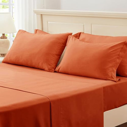 King Size Comforter Set 7 Piece Burnt Orange Bed in a Bag King Bedding Sets
