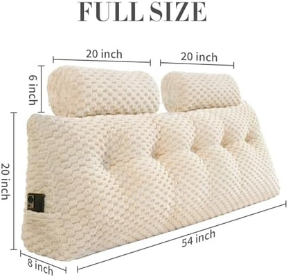EUHAMS Headboard Pillow Full with Neck Roll, Triangular Backrest Pillow