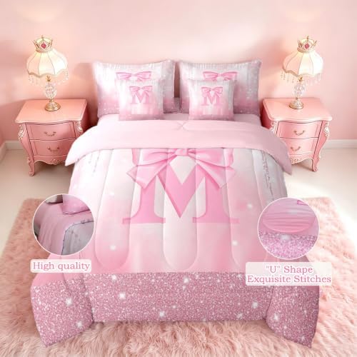 Feelyou Boys Girls Pink Bowknot Bed in A Bag Queen Size