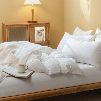 FOSSA Duvet Cover Set 100% Washed Cotton Linen Feel Super King