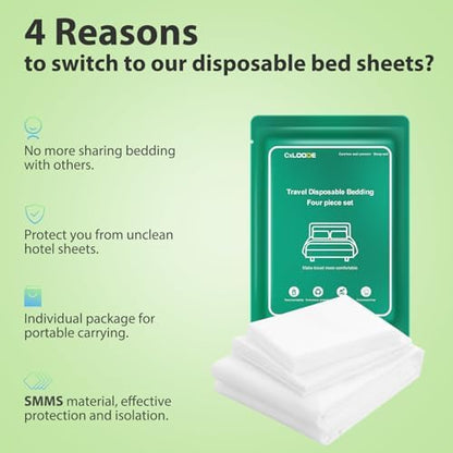 2 Pack Disposable Bed Sheet for Travel Disposable Sheet for Hotel