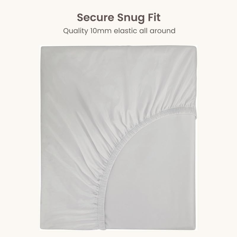 Bioweaves 100% Organic Cotton 1 Twin Fitted Sheet Only | 300 Thread Count Sateen Weave GOTS Certified with Deep Pocket - Silver