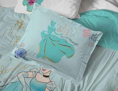 Disney Princess Full Size Comforter Set 7 Piece Kids Bedding, Blue