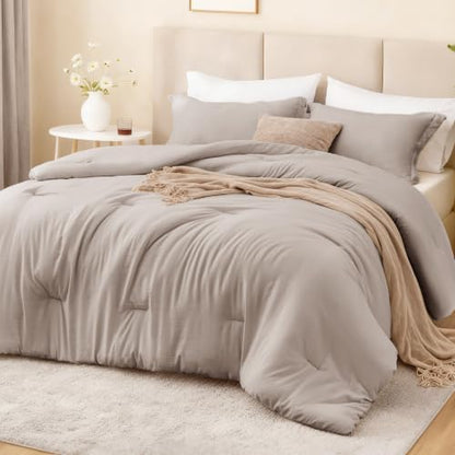 Love's cabin Burlwood King Size Comforter Set, 3-Piece Prewashed Bed Set