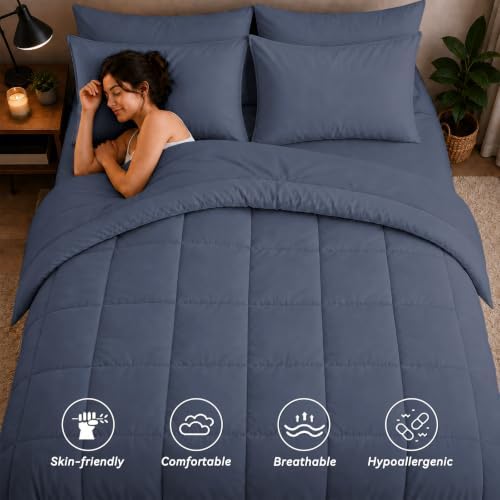 Anluoer Full Size Comforter Sets, 7 Piece Bed in a Bag Full Bedding Sets