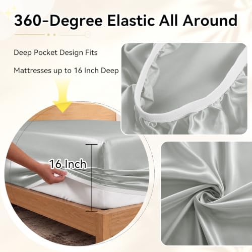 RUDONG M Split Top King Fitted Sheet Only for Adjustable Beds, Light Grey