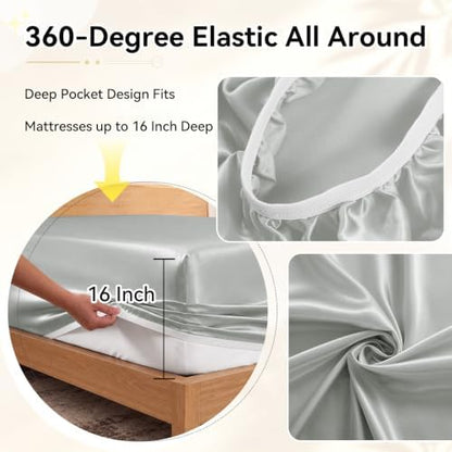 RUDONG M Split Top King Fitted Sheet Only for Adjustable Beds, Light Grey