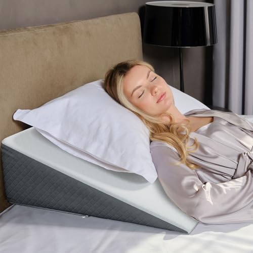 Kolbs Bed Wedge Pillow for Sleep Apnea, FSA Eligible Acid Reflux, and Back Pain Relief, with Chic Jacquard Cover - Headboard Wedges for Sleeping (Standard Width 7.5" Height)