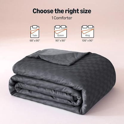 Amazon Basics Cooling Comforter, Soft Lightweight Waffle Weave Blanket for Hot Sleepers, Summer & All Season Bedding to Keep Cool for Night Sweats, 106"x90", King, Dark Gray