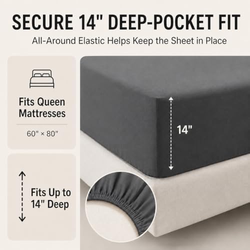CozyLux Oversized Queen Comforter Set Dark Grey - 7 Pieces Bed in a Bag
