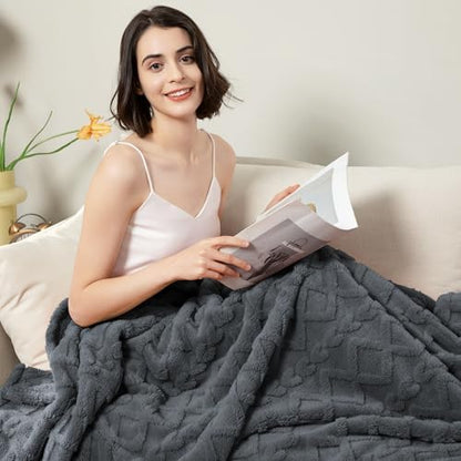 Aganear Fleece Throw Blanket for Bed Couch 90"x108" Grey