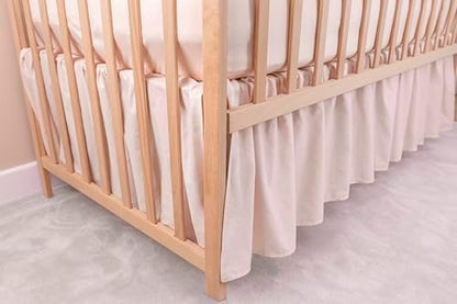 Ruffled Crib Bed Skirt, Baby Crib Skirt Girl, 52"x28" with 15" Drop Nursery Bedskirt, Cotton Bed Skirt, Oeko TEX Certified Cribs Dust Ruffle, Crib's Accessories Girl (Pink Bed Skirt)