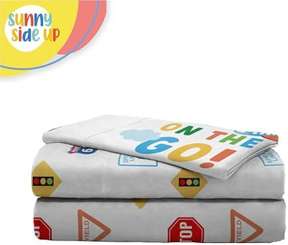 Sunny Side Up On The Go Toddler Sheet Set - 3 Piece Toddler Bedding Set Includes Pillow Cover - Super Soft Microfiber Sheets