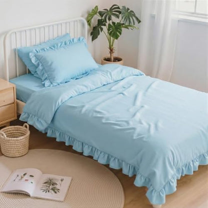 Anluoer Twin Comforter Set 5 Piece,Ruffle Bed in a Bag Twin Bedding Sets