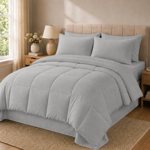 Anluoer California King Comforter Set, 7 Piece Bed in a Bag Bedding Set