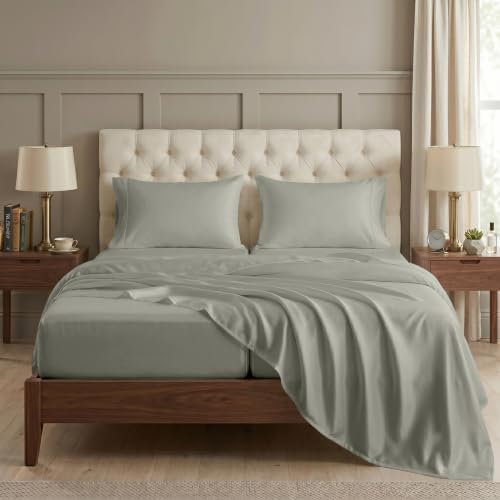 LANE LINEN Split King Deep Pocket Sheets 100% Egyptian Cotton - Silver