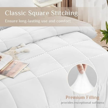 JOLLYVOGUE Full Comforter Set, Ultra-Soft Bed in a Bag Full Size 7 Pieces, Oeko-TEX Certified Bedding Set with Down Alternative Comforter, Sheets, Pillowcases & Shams, White